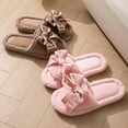 thumbnail image 3 of Fuzzy Slippers For Women Opening Open Toe Foreign Trade Bow Female Home Slippers Warm Cozy Winter House Slippers Bedroom Indoor House Shoes, 3 of 4
