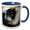 Blue/White, variant on 3drose, Madagascar,vakona Lodge, Lemur Island. Black and White Ruffed Lemur., 11oz Two-tone Yellow Mug