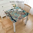 thumbnail image 2 of HAOXIT Decorative Elastic Edged Square Fitted Tablecloth, Tender Branches Polyester Fitted Table Cover for Parties,Weddings,Kitchen Fit Square Table White, 2 of 7