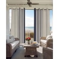 thumbnail image 6 of Midnight Blue Striped Blackout Curtains for Bedroom Living Room Darkening Curtains 63 Inches Long Beige Geometric Modern Art Window Curtain 2 Panels Set Window Treatment Grommet Drapes 52"x63", 6 of 9