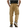 thumbnail image 6 of Lorytime Men's Cargo Pants with Zippers Drawstring Elastic Waist Straight Leg Trousers Outdoors Pants Multi Pockets Outwear, 6 of 8