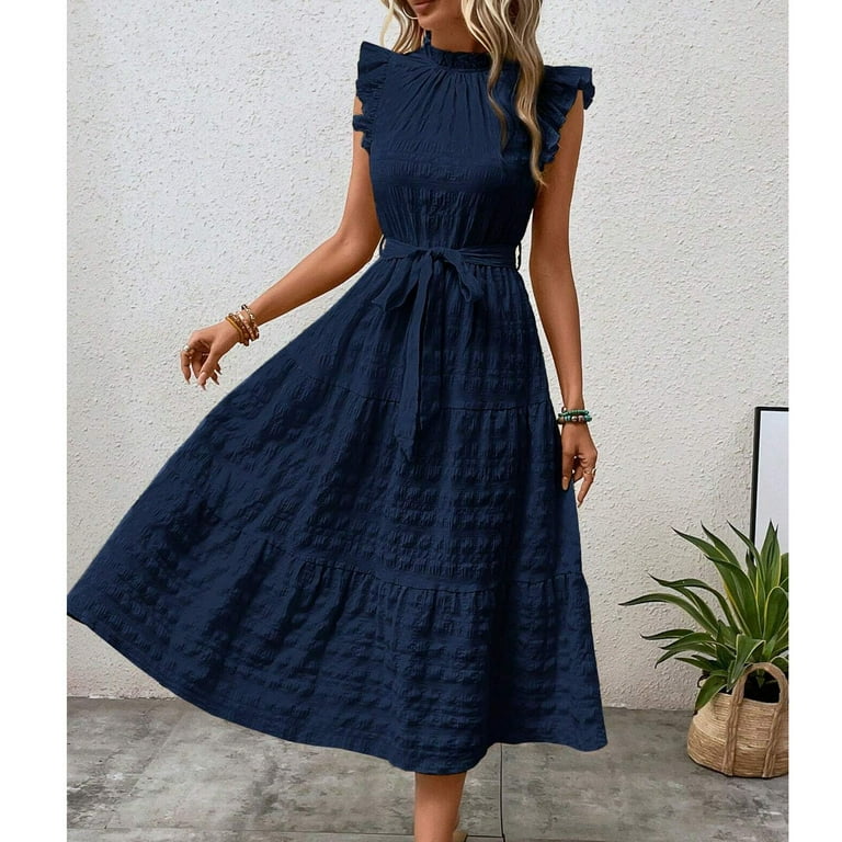 sachin and babi light blue dress Women's Summer Maxi Dress MEROKEETY Women's Summer Cap Sleeve Maxi Dresses  Casual Crew Neck Flowy Women's Summer Casual Maxi Dress Flowy Tiered Pockets main image 1