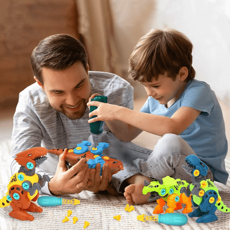 Set Dinosauri Giocattolo Per Bambini - Take Apart Con Trapano Elettrico - Regalo 3-11 Anni