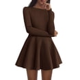 thumbnail image 1 of Vestido PRETTYGARDEN Mini Marrón de Manga Larga y Corte A, 1 of 8