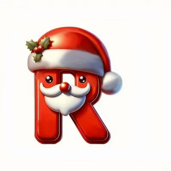 DefiDgd Christmas 26 Letters Pendant,Christmas Alphabet Ornament with White Beard Santa Claus Design,Hanging Pendant Xmas Alphabet for Holiday Family Indoor Decor Gift(R)