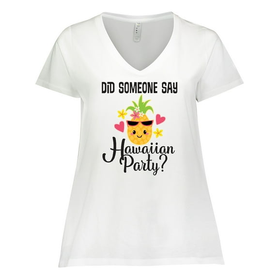Inktastic Hawaiian Party Pineapple Women's Plus Size V-Neck T-Shirt