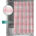 thumbnail image 3 of Waterproof Shower Curtain, Pink Checkered Polyester Fabric Bathroom Curtains with 12 Hooks, 36" W x 72" H, Vintage Watercolor Pink Plaid Quick-Drying Bathtub Curtain, 3 of 6