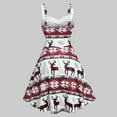 thumbnail image 3 of Uootdi Gift Christmas Cocktail Dress for Women Vintage Swing Dresses Christmas Print Plush Off Shoulder Xmas Holiday Party Sling Dress, 3 of 7