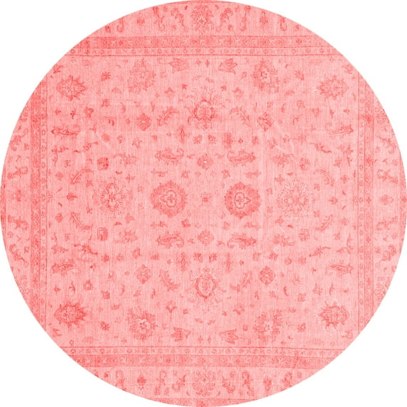 Ahgly Company Machine Washable Indoor Round Oriental Red Traditional Area Rugs, 6' Round