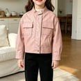 thumbnail image 6 of Coerni Boys Girls Faux Leather Jacket Banded Stand Collar Biker Moto Coat Teen Trendy Vintage Cropped Jackets Fall Winter Coat, 6 of 7