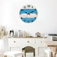 thumbnail image 6 of Beach Themed Blue Wall Clocks Battery Operated 14 inch Silent Coastal Nautical Wooden Clock Decorative for Kitchen Living Room Office Bedroom, 6 of 7