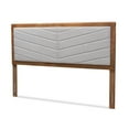 thumbnail image 2 of Baxton Studio Iden Modern and Contemporary Light Grey Fabric Upholstered and Walnut Brown Finished Wood King Size Headboard, 2 of 9