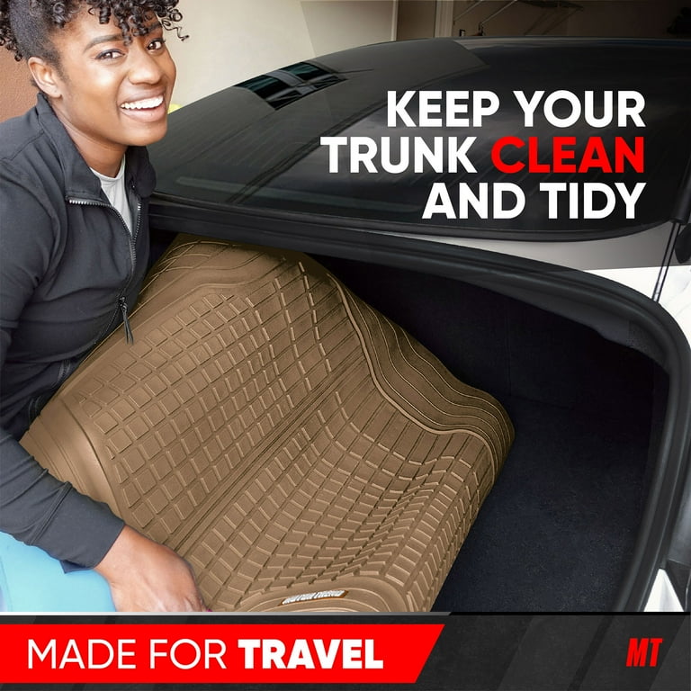 Motor Trend FlexTough Plus grijze rubberen vloermatten voor auto's, auto's, auto's, auto's, auto's, vrachtwagens, SUV's, zware bekleding om te passen, voor en achter