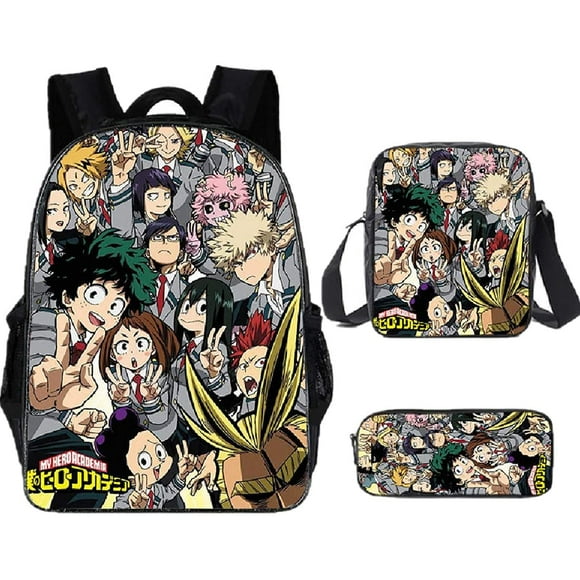 Academia Backpack Boku No Hero Backpack School Bag 3 PCS (Bag-B)