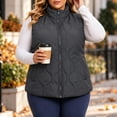 thumbnail image 2 of Cmfcve Womens Plus Size Quilted Vest Stand Collar Sleeveless Puffer Jacket Full Zip Fall Winter Casual Layering Outerwear, 2 of 7