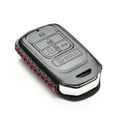 thumbnail image 3 of Vitodeco Genuine Leather Smart Key Keyless Remote Entry Fob Case Cover with Key Chain for Honda Civic, Fit, Accord, Pilot, CR-V (5 Buttons, Black/Red), 3 of 5