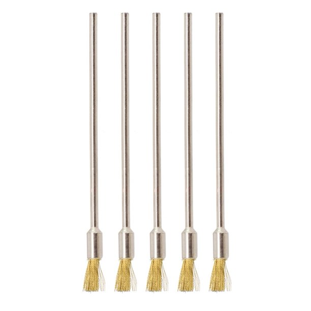 Goodhd 5Pcs 3mm Shank 100mm Brass Stainless Steel Wire Brushes Cleaning