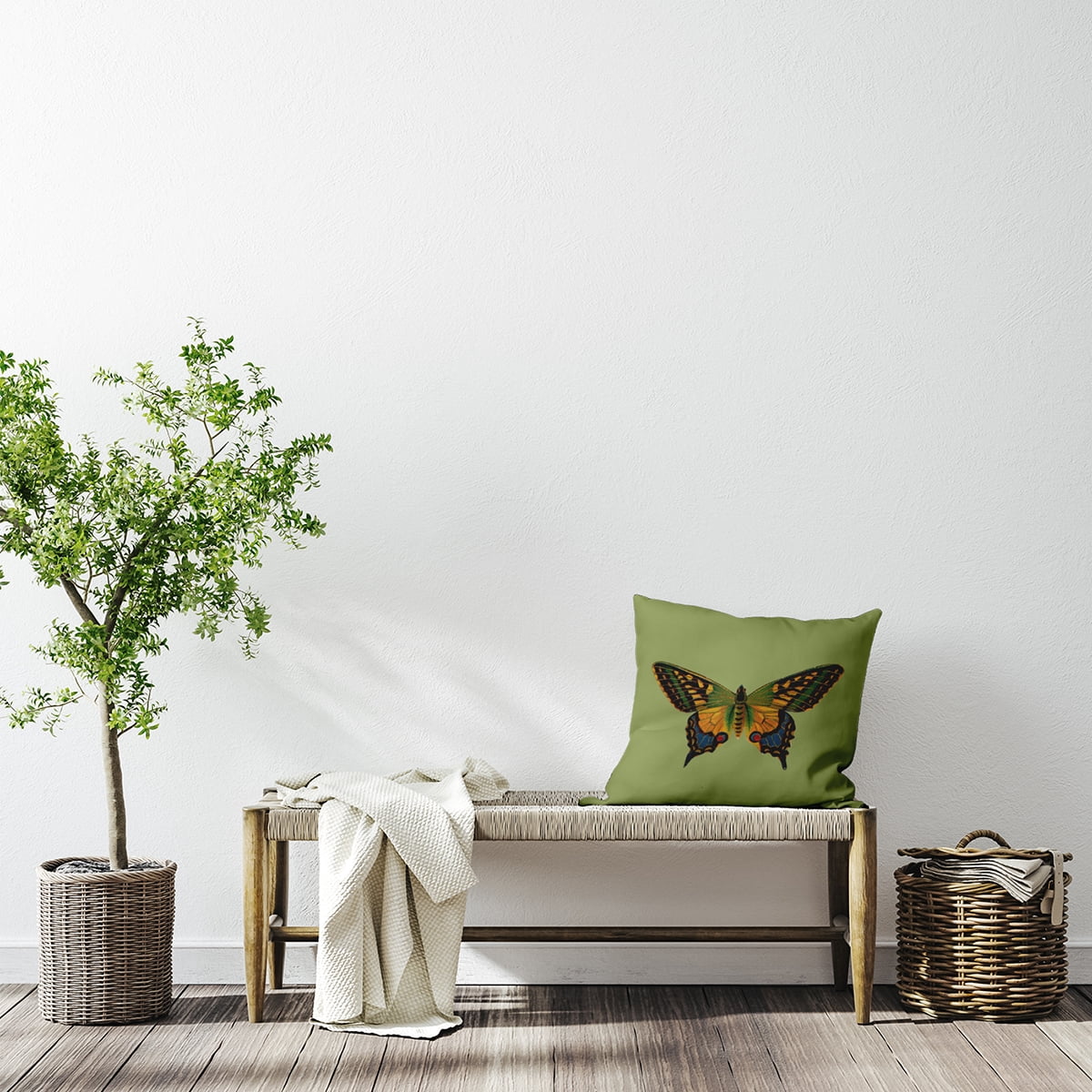 Simply Daisy 20-inch Square Colorful Swallowtail Polyester Throw Pillow, Apple Green Qty 1