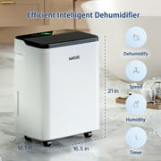 HUMSURE 70 Pints Dehumidifier for Basements with Drain Hose, Large Dehumidifier Covers up to 4500 Sq. Ft, Auto Defrost, 24H Timer, White