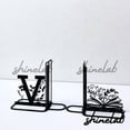 thumbnail image 3 of Shinelab Monogram Book Flower Metal Bookends Custom Name Bookend Gift, Desk Bookshelf Nature Decor 6989, 3 of 3