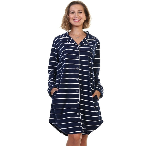button down pajama gown