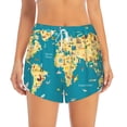 thumbnail image 3 of Uemuo World Map With Landmarks Pattern Women's Athletic Shorts High Waisted Running Shorts with Liner Pockets Gym Elastic Workout Shorts-Medium, 3 of 9