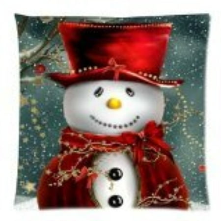 Lush After Christmas Sale 2019 2019 New Arrival Christmas Snowman Custom Zippered Square Pillowcase 18x18 (one side) Cushion Cover Case Pillow18-874 ()