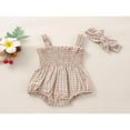 thumbnail image 2 of Tenue d'Été 2 Pcs pour Bébé Fille, Barboteuse Sans Manches à Volants avec Bretelles Smockées et Bandeau, 2 of 7