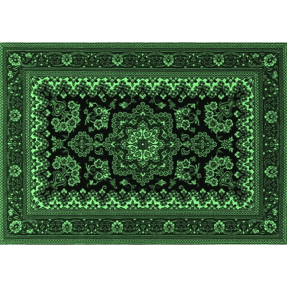 Ahgly Company Indoor Rectangle Persian Emerald Green Traditional Area Rugs, 5' x 7'