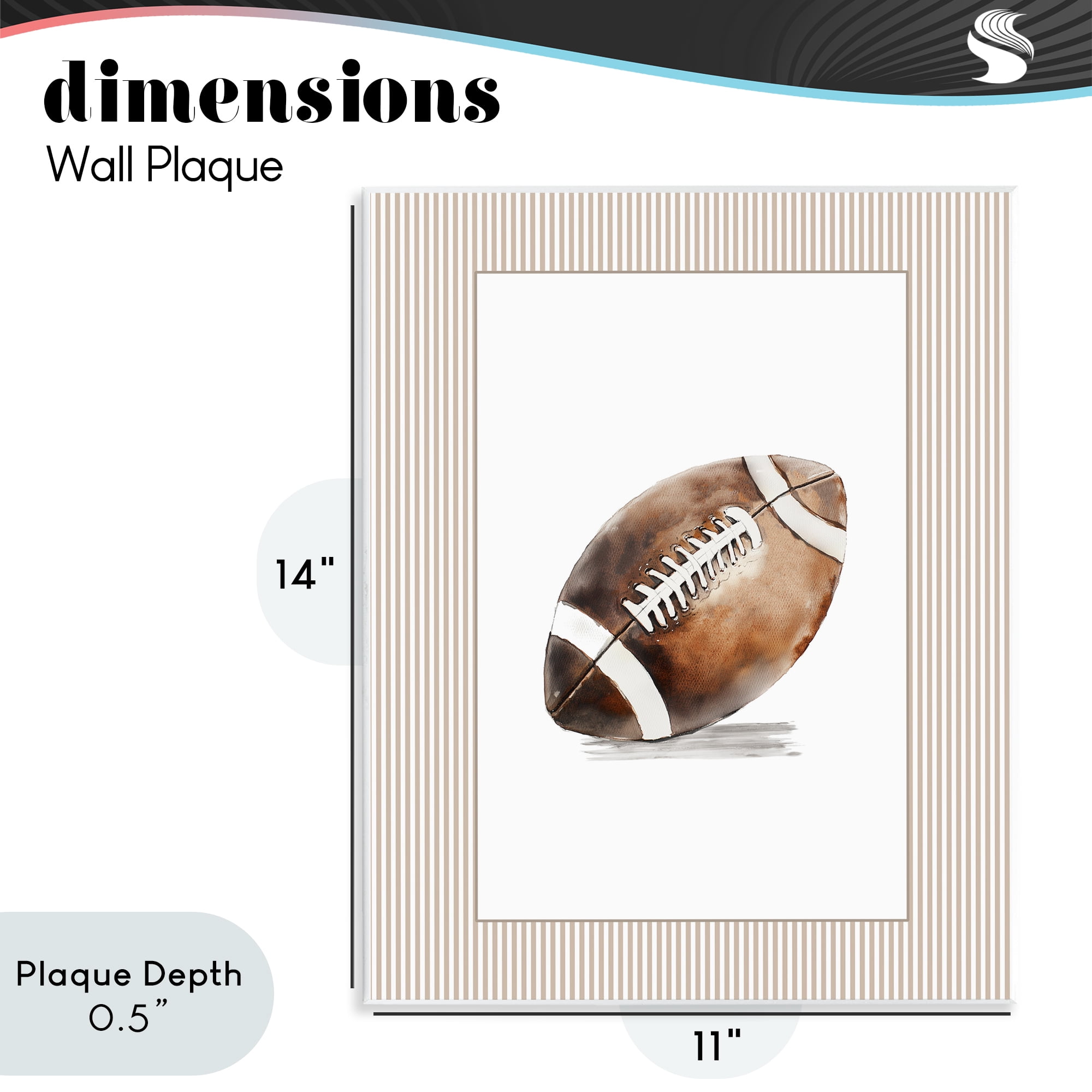 Stupell Industries Vintage Sports Football Wall Plaque Art, design by Christine Simpson Art