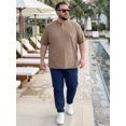 thumbnail image 5 of DARING DIVA Men's Big Tall Henley Shirts Button Down Short Sleeve T-Shirt 5XL Light Brown, 5 of 7