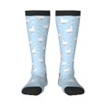 thumbnail image 1 of Fotbe Goose White Flowers Calcetas Divertidas Estampadas para Hombre y Mujer, Calcetas de Algodón hasta la Rodilla para Caminar, Correr, Enfermería y Embarazo, 1 of 6