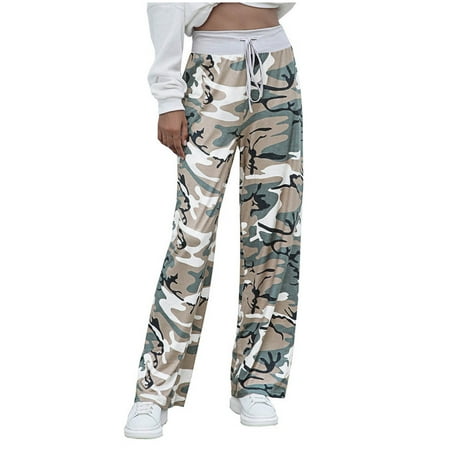 

Yoga Pants for Women Floral High Waisted Straight Wide Leg Pants Slacks Pajama Trousers Homewear Lounge Pants