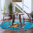 thumbnail image 4 of Funny Tiger Diving Round Living Room Rugs 8 ft, Seafloor Corals Fish Oceans Modern Washable Large Area Rug with Non-Slip Sturdy Edge Binding Round Carpet for Dining Room Kitchen Office, 4 of 9
