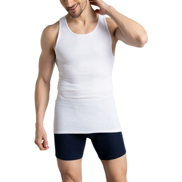 Fruit of the Loom Men's White Tank A-Shirts, 3 Pack, Sizes S-XL
