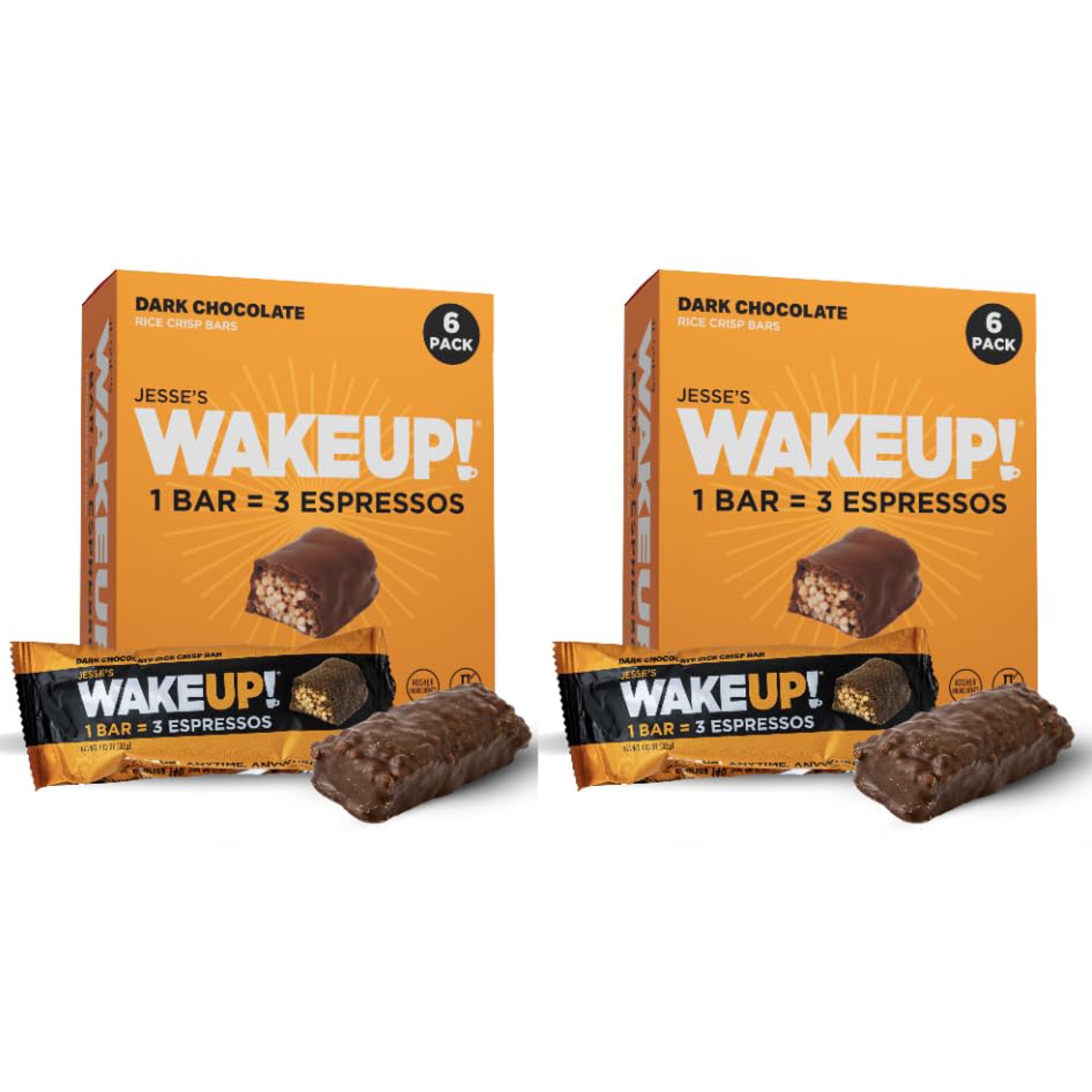 Jesse’s Wakeup Caffeinated Dark Chocolate Bars – 350mg, 2 boxes, 12 pack