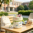 thumbnail image 4 of Large Capacity Folding Pencil Case, Cylinder Stand-Up Pen Pouch with Flip Top, Canvas Stationery Organizer Bag for Office Travel and Daily Use, 4 of 7