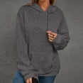 thumbnail image 4 of SwiftWear Women's Embossed Letter Hoodie - Waffle Texture Pullover with Front Pocket, Soft Comfort Fit Casual Sweatshirt Dark Gray, 4 of 9