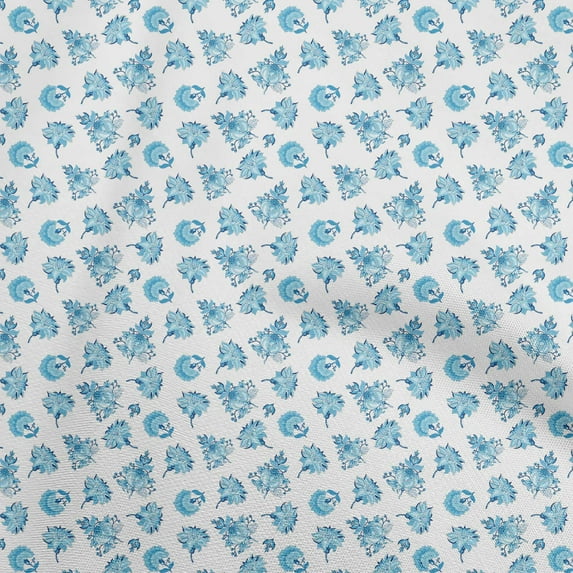 oneOone Cotton Silk White Fabric Jacobean Floral Dress Material Fabric Print Fabric By The Yard 42 Inch Wide