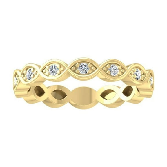 Araiya Fine Jewelry 10K Yellow Gold Round-shape Lab Grown Diamond Wedding Band Ring ( 1/6 cttw, D-F Color, VS Clarity) Size 10