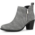 thumbnail image 1 of Botines estilo western con cremallera y tacón bajo para mujer gris 9, 1 of 6