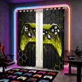 thumbnail image 2 of Manfei Graffiti Hippie Gamepad Curtains Pack of 2 (38x54),Yellow Black Ombre Black Out Curtains,Gamer Gaming Curtains for Living Room For Boys Kids,Super Cozy Bedroom Decor, 2 of 7