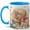 Blue, variant on Straw Hat Floral Coffee Mug, Watercolor Summer Garden Hat with Bow, 11 oz Ceramic Cup
