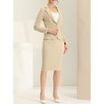 thumbnail image 2 of Conjunto de falda de traje de 2 piezas para mujer Blazer de manga larga informal de negocios y falda de tubo Caqui L, 2 of 6