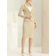 thumbnail image 2 of Conjunto de falda de traje de 2 piezas para mujer Blazer de manga larga informal de negocios y falda de tubo Caqui L, 2 of 6
