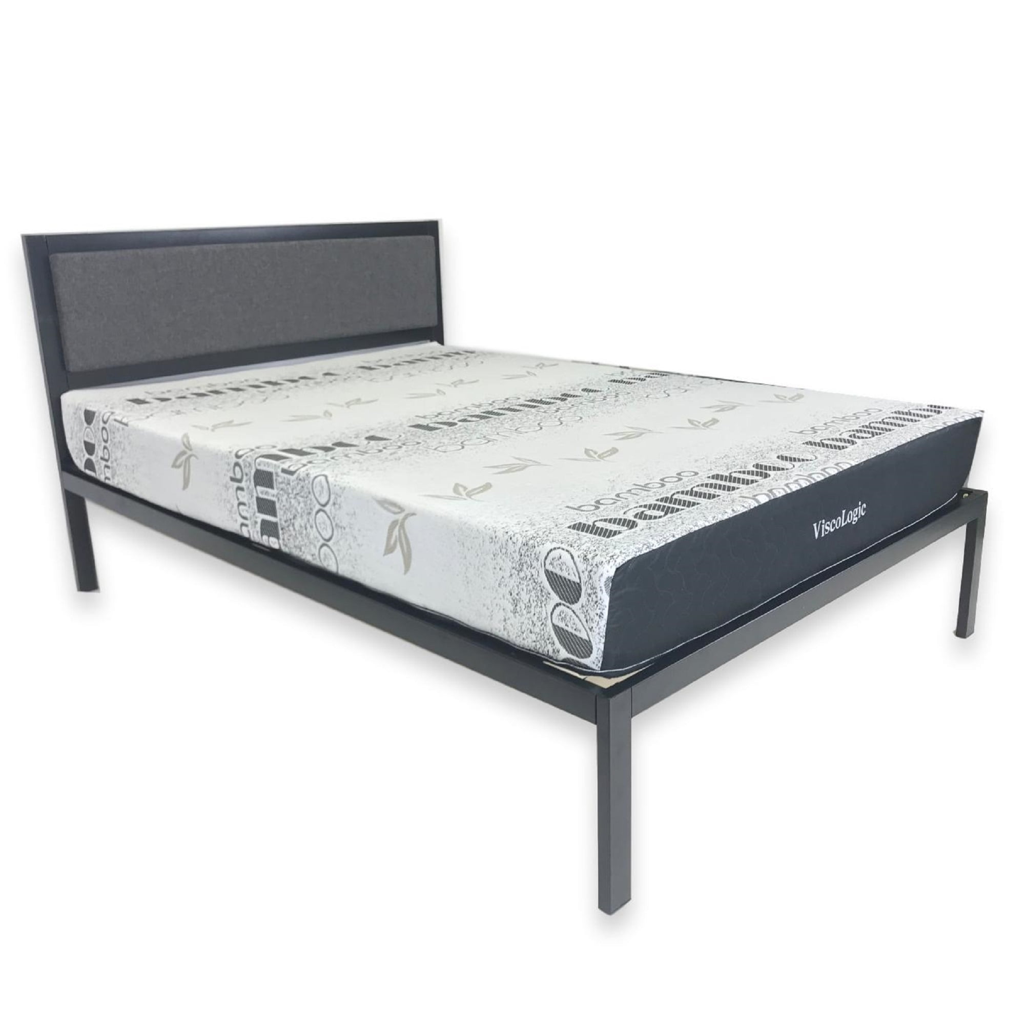 ViscoLogic Heavy Duty Platform Metal Bed with Luxurious Memory Foam Mattress Set