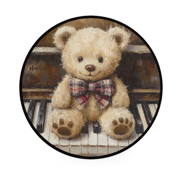 BZSMCE Round Decorative Floor Mat Harmony in Furry Form Pattern 36.2IN
