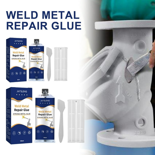 Fiudx Pegamento para Reparación de Metales, Soldadura de Grietas y Porosidades a Alta Temperatura, Fuerte Adhesión para Fundición de Metales, Versátil para Reparaciones, Tamaño de 50/100 Ml, Incluye