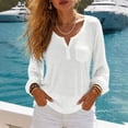 thumbnail image 5 of Fmbrln Womens V Neck Button Shirts Summer Fall Long Sleeve Solid Color T Shirts Loose Soft Pullover Tops with Pocket White XL, 5 of 5