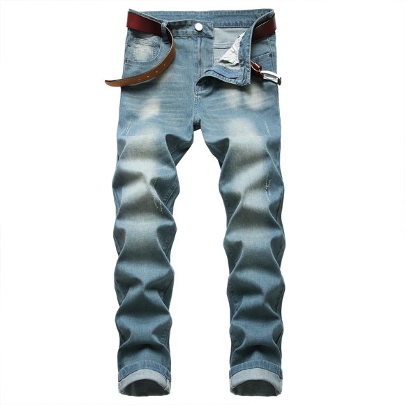 Jeans for Men 2023 Classic Moto Jeans Fashion Trend Men's Micro Elastic Slim Tie Elastic Small Straight Leg Jeans Mens' Judy Blue Jeans on Clearance
